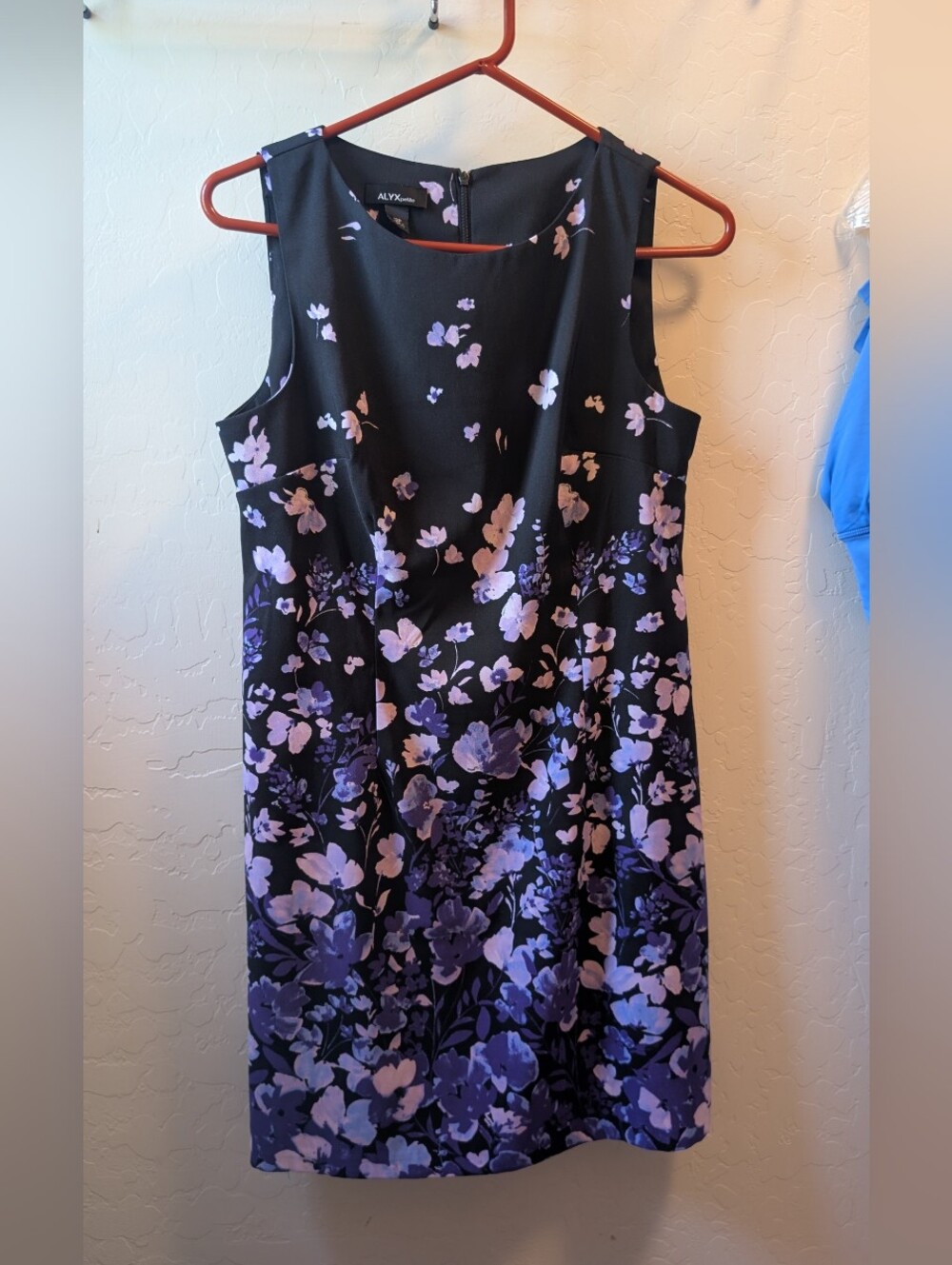 ALYX Sleeveless Black Dress with Purple Floral Print